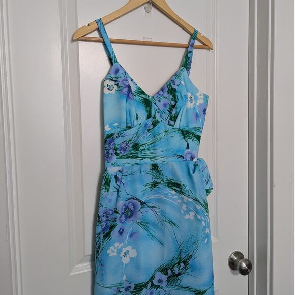 Vintage 60s Sun Fashions of Hawaii Floral Faux Wrap Maxi Dress Tank Honolulu 12 - Picture 6 of 6